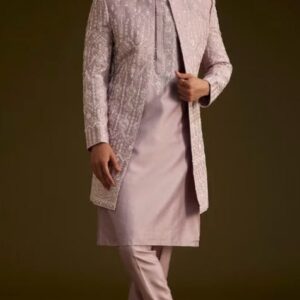 Blush Pink Embroidered Indo-Western Sherwani Set