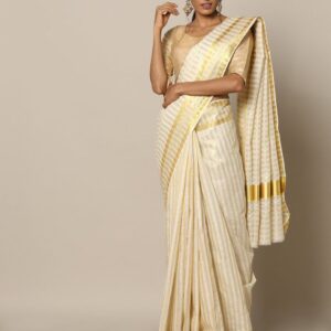 Golden Stripes Kerala Kasavu Saree